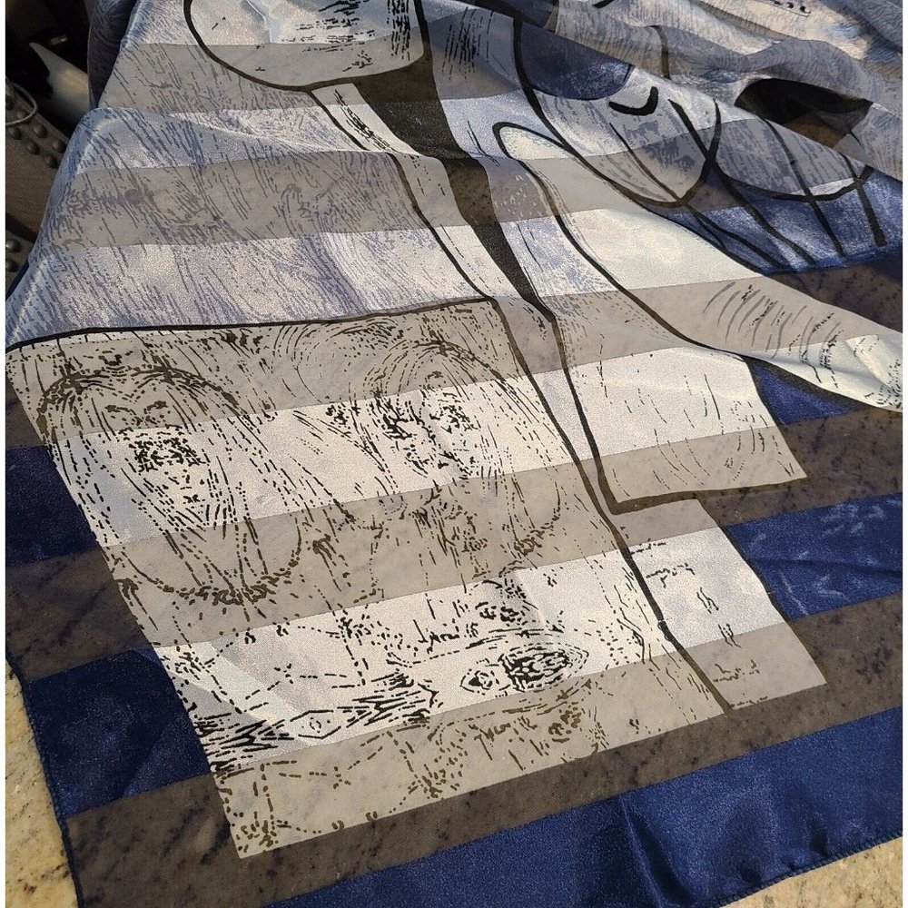Pablo Picasso Painting of a Woman 39" Square Blue Sheer Silky Scarf Wrap - Picture 8 of 10